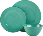 Gibson Home Brist Melamine Plastic Dinnerware Set, Service for Four (12pcs), Blue