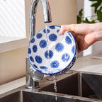 Ceramic Soup Bowls Set - 23 Oz Deep Cereal Bowl for kitchen - 6 Inch Porcelain Salad Bowl for Pasta, Dessert, Ramen - Microwave Dishwasher Safe - Set of 6 - Vintage Blue