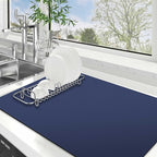 WISELIFE Dish Drying Mat Super Absorbent Drying Mat Large Dish Drying Mats for Kitchen Counter Easy Clean Dish Mat Kitchen Drying Mat18"x 28" Classic Blue