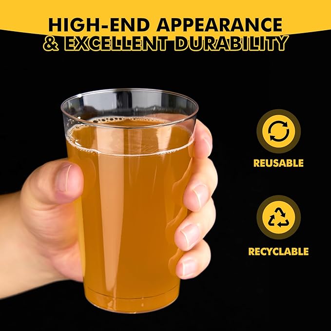 RACETOP 12oz Clear Plastic Cups, 200 Pack Disposable Party Cup, Heavy Duty Disposable Glasses, Disposable Cups for Party, Thanksgiving, Wine Taesting, Birthday and Christmas.