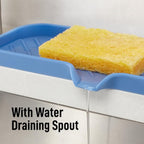Zulay Kitchen Large Silicone Sponge Holder (12x4) – Flexible Sink Organizer Tray for Kitchen & Bathroom – Multipurpose Soap Dish for Sponges, Makeup, Trinkets & More (Provence Blue)
