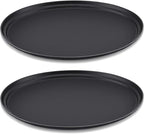 FillTouch 2 Pcs Restaurant Serving Trays PP Plastic Non Slip Rubber Lined Large Oval Tray for Kitchen Dining Room Cafeterias Fast Food Service (24 x 29 Inch,Black)