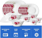 Borosil Gourmet Dinnerware Set For 6, 35 Pieces, White Dinner Plates and Bowls, Chip Resistant Tempered Opal Glass, Stain Resistant, Dishwasher & Microwave Safe Dinner Set For Gifting, Serves 6