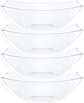 PLASTICPRO Disposable 128 ounce Square Serving Bowls, Party Snack or Salad Bowl, Extra Large Plastic Crystal Clear Pack of 4