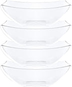PLASTICPRO Disposable 128 ounce Square Serving Bowls, Party Snack or Salad Bowl, Extra Large Plastic Crystal Clear Pack of 4