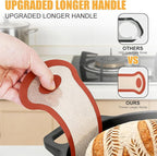 Silicone Bread Sling, 2Pcs Oval Silicone Baking Sling with Longer Handles, Non-Stick & Easy Clean Dutch Oven Baking Mat to Transfer SourDough Easily, Reusable Bread Mat Set （2PCS Red Oval）