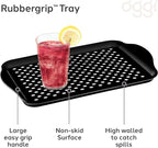 Oggi OGGI Anti Slip Serving Tray with Handles- Black Rectangle Tray - Ideal for Eating, Breakfast, Food, Appetizer Tray, Serving, 17.5 x 11.5 (5504.3)
