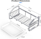 BSKSSK Sink Caddy,Sponge Holder for Kitchen Sink, Kitchen Bathroom Sink Organizer,304 Stainless Steel Kitchen Countertop Organizer Soap Tray with Removable Drain Tray Length Version - Silver