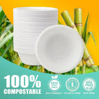 JINVOGREEN 1000 Count 12 oz Paper Bowls, Disposable Compostable Bowls Bulk, Heavy Duty Biodegradable Bagasse Bowl for Snacks, Soup, and Salads, White