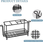 Carbon Steel Toothbrush Holders for Bathrooms, Electric Tooth Brush Holder and Toothpaste Organizer with Cup Holder Bathroom Accessories for Countertop, Shower, Sink - Black