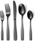 Skull Embossed Silverware Set for 8,OIULO 40-Piece Black Flatware set,Unique Gothic Pattern Design,Mirror Finished Fine Vintage Cutlery,Halloween Tableware Knives Fork Spoon Utensils Kitchen