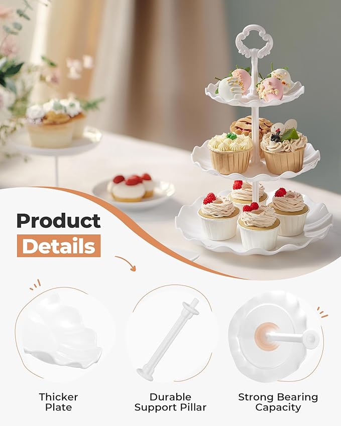 Kootek Dessert Cupcake Stand, 5pcs Dessert Table Display Set, 3 Tiered Cup Cake Holder Tower Stand Riser& Cookie Serving Trays for Wedding, Tea Party, Birthday, Baby Shower