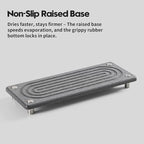 Razborci Water Absorbing Stone Sink Caddy Kitchen Sink Organizer Tray, Diatomite Bathroom Counter Tray, Faucet Drying Mat Coaster Soap Dish Rack Riser Dispenser Sponge Holder, Charcoal 10" x 4"