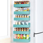 Magnetic Spice Rack for Refrigerator, Kitchen Organizer and Storage Shelf, Blue (6 Pack)…