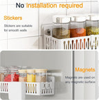 4 Pack Large Magnetic Spice Rack for Refrigerator, Spice Rack Organizer, Moveable Magnetic Shelf Fridge Organizer with 4 Hooks for Kitchen and Oven Organization, White
