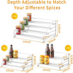 RCHYFEED Spice Rack Organizer for Cabinet, 4 Tier Spice Organization for Cabinet Depth Adjustable,Tierd Spice Rack Seasoning Organizer for Kitchen Countertop Pantry, Metal(1 Pack)