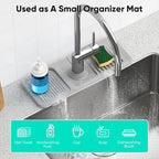 14.6'' Faucet Mat for Kitchen Sink [5°Slope Fast Self-draining] Kitchen Sink Splash Guard Silicone Kitchen Sink Faucet Mat Splash Guard for Kitchen Sink Area Faucet Guard Draining Mat Light Gray