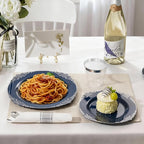 Bestluck 700PCS Navy Blue Plates for 100 Guests, Disposable Dinnerware Sets Include 100 Plastic Plates, 100 Silverwares, 100 Cups, and 100 Pre Rolled Napkins for Party, Wedding and Graduation