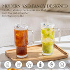 KEMORELA 26oz Ribbed Glass Mug with Handle and Lid – Large Clear Tumbler for Iced Coffee, Tea, Smoothies & Hot Drinks, Reusable Glass Cup with Straw, Dishwasher Safe, Travel Friendly