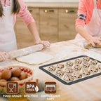 HOTEC Silicone Baking Mats 3 Pack – Thickened Non-Stick Reusable Silicone Baking Sheets for Oven – Cookie & Macaron Mats – 2 Half Sheet + 1 Quarter Sheet – BPA-Free, Dishwasher Safe