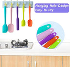Silicone Spatula Set, 5 Piece Food Grade Rubber Spatulas for Baking, Cooking, and Mixing High Heat Resistant Non Stick Dishwasher Safe BPA-Free (Gray+White)