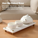 Razborci Instant Dry Sink Caddy Kitchen Sink Organizer, Quick Drying Diatomaceous Earth Stone Sink Tray Sponge Holder Soap Dish, Bathroom Countertop Vanity Dispenser Toothbrush, Gold White, 10" x 4"