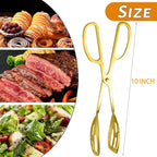 2 Pack Gold Serving Tongs Buffet for Kitchen Cooking 10 Inch Stainless Steel Salad Tongs Serving Utensils for Wedding Party Catering (Gold)