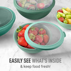 Zulay Kitchen 12 Piece Plastic Mixing Bowls with Lids Set - Colorful Mixing Bowl Set for Kitchen - Nesting Bowls with Lids Set - Microwave and Freezer Safe (Turquoise Ombre)