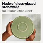 Amazon Basics Glazed Stoneware Appetizer Plates, Ceramic 4-Piece Set, Microwave and Dishwasher-Safe, 6.7 in., Olive