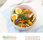 WishDeco Large Soup Bowls Set of 3, Ceramic Salad Bowls 37 oz, White Pasta Bowls 7 inch, Serving Bowl for Cereal, Noodle Ramen, Pho, Fruit