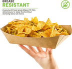 ZORRITA 5 LB Extra Large Paper Food Trays, 50 Pack Disposable Nacho Trays Kraft Paper Food Boats Party Serving Baskets for Sandwiches Burgers Popcorns Snacks