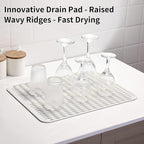 ZLR Silicone Dish Drying Mat & Heat Resistant Trivet (12" x 16") - Waterproof Counter Protector for Air Fryer, Coffee Maker - Non-Slip, BPA Free Kitchen Pad, Easy Clean Dishwasher Safe (Milk White)