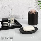 Luxspire Soap Dish, Resin Soap Tray Soap Holder Container Box, Oval Bar Soap Plate Case, Sponge Dish Scrubbers Tray Holder for Bathroom Vanity Shower Kitchen Sink Counter Top, Gravel Black