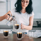 FrutPunch Double Walled Glass Coffee Mugs, Glass Coffee Mugs Set Of 4, Glass Coffee Cups with Handles, 12OZ, Suitable for Cappuccino, Latte, Espresso, Hot Drinks, Cold Drinks
