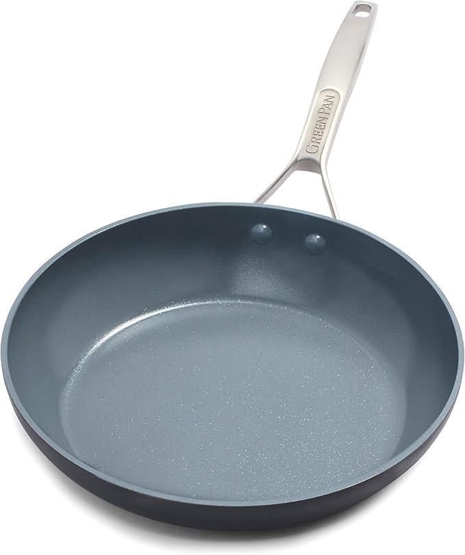 GreenPan Paris Pro Hard Anodized Healthy Ceramic Nonstick, 12" Frying Pan Skillet, PFAS-Free, Dishwasher Safe, Grey