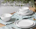 ONEMORE Plates and Bowls Set for 4 - Microwave & Dishwasher Safe Porcelain Dinnerware Set Service for 4 - Ceramic Dishes Set(12 Pcs) - White