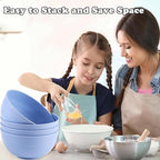 Unbreakable Wheat Straw Cereal Bowls Set of 4, 24 OZ Microwave and Dishwasher Safe Lightweight Soup and Salad Bowl Sets, Reusable Dessert Bowls for Rice, Pasta, Snack, Fruit, BPA Free (Blue)