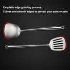 18/10 Stainless Steel Cooking Utensils Set,9 Pcs Professional All Metal Stainless Steel Kitchen Utensils Set with Wok Spatula,Soup Ladle,Skimmer,Slotted Spatula Turner, Large Spoon(Dishwasher Safe)