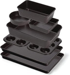 8 Piece Nonstick Stackable Bakeware Set -8 Piece Nonstick Bakeware Set - Easy Storage, 450°F Oven Safe, Durable Design, Muffin, Loaf, Baking Sheets, Round & Square Pan, Roaster; BPA-Free (Dark Brown)