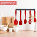 E-far 10 Pieces Silicone Cooking Utensils Set, Heat Resistant Kitchen Utensil Set for Nonstick Cookware, Kitchen Cooking Tools with Spatula, Spoon, Slotted Turner, Non-Toxic & Dishwasher Safe (Red)
