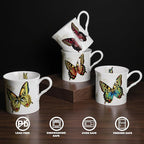 Ceramic Coffee Mugs Set of 4, 12 Oz Butterfly Pattern, Microwave and Dishwasher Safe, Comfortable Handles, Gifts for Women and Men, for Coffee, Tea, Latte, Cappuccino