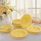 COLOSUS Yellow Plastic Party Bowls (60 Pack) 12 Oz Disposable Soup/Salad Bowl, Fancy Shatterproof Dinnerware for Catering, Holidays, Weddings, and Everyday Use