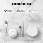 MicoYang Silicone Dish Drying Mat for Multiple Usage,Easy clean,Eco-friendly,Heat-resistant Silicone Mat for Kitchen Counter or Sink,Refrigerator or drawer liner Translucent L 16 inches x 12 inches