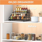 Spice Rack 4 Tier Kitchen Cabinet Organizer,Countertop Spice Rack,Tier Depth Adjustable Cabinet Shelf,Step Spice Organization Easy Visibility,Holds Seasoning and Condiments 2Pack