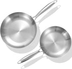 LOLYKITCH 8.5-10 Inch Tri-ply Stainless Steel Frying Pan Set,Skillets,Induction Chef's Pan,Heavy Duty,Dishwasher and Oven Safe,Riveted Handle