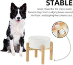 Havniva Ceramic Raised Dog Bowl Set, Elevated with Stand, Food and Water Bowl for Medium Breed Dogs, Weighted Dog Dishes, Pet Bowl(7.3'',41OZ, White)