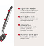 Zyliss Silicone-Tipped Tongs - Perfect for Healthy Cooking - Heat-Resistant Tongs with Ergonomic Grip - Locking Design for Kitchen Drawer Organization - Dishwasher Safe, Red