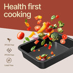 Bakken 4-Piece Bakeware Sets, Nonstick Carbon Steel Baking Sheet, Stackable Space-Saving Bakeware, Dishwasher Safe, Stain-resistant, PFOA, PFOS, & PTFE Free, Oven Safe Up To 450°F, Black
