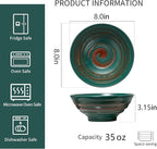 YUN TAO Ceramic Ramen Bowls Set of 4, 35 oz Large Japanese Style Serving Bowls for Salad,Udon, Soba, Pho,Pasta, Asian Soup Noodle,Suitable as Housewarming Gifts