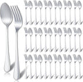 48 Pcs Spoons and Forks Set Stainless Steel Bulk Silverware Flatware Cutlery Sets Silver Metal Spoon Dinner Salad Forks for Kitchen Home Restaurant Party Dessert